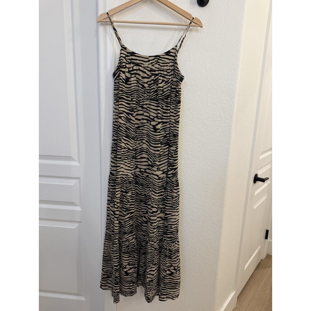 Rails Maty Dress Women XS Sand Stone Zebra Print Tiered Maxi Spaghetti Strap - Picture 3 of 15